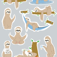 Stickerset Luiaard Relax